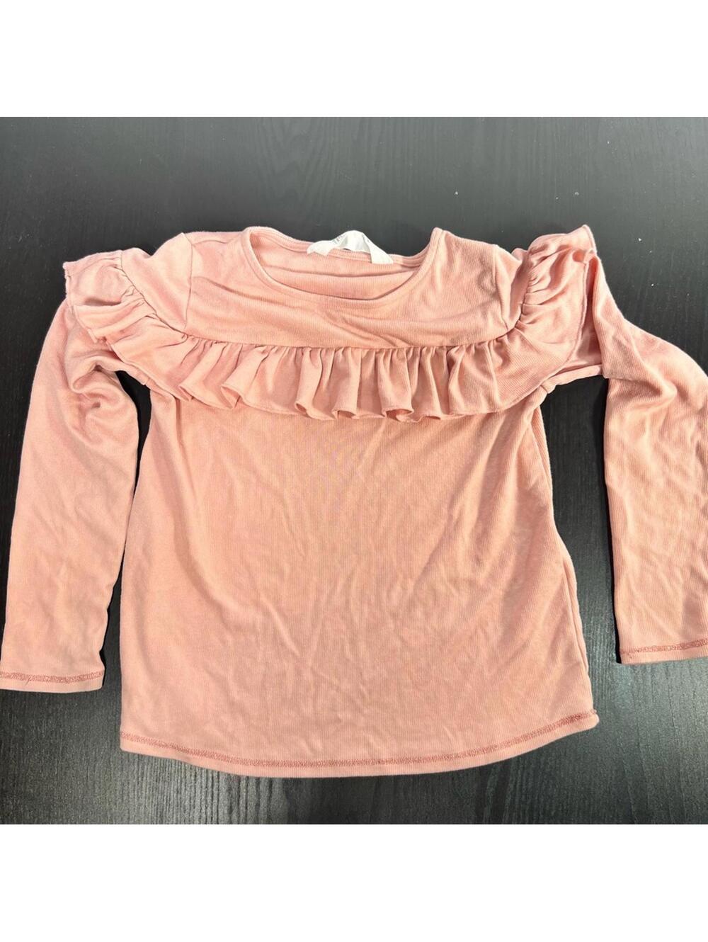 H&M Pink Long Sleeve Tee with Ruffle Detail